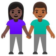Mann und Frau halten Hände: dunkle Hautfarbe, mitteldunkle Hautfarbe Google 15.0.