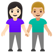 Emoji 👩🏻‍🤝‍👨🏼 Uomo E Donna Che Si Tengono Per Mano: Carnagione Chiara E Carnagione Abbastanza Chiara su Google 15.0.