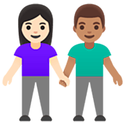 Emoji 👩🏻‍🤝‍👨🏽 Uomo E Donna Che Si Tengono Per Mano: Carnagione Chiara E Carnagione Olivastra su Google 15.0.