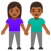 👫🏾 Emoji Mann und Frau halten Hände: mitteldunkle Hautfarbe Google 15.0.
