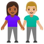 Emoji 👩🏾‍🤝‍👨🏼 Uomo E Donna Che Si Tengono Per Mano: Carnagione Abbastanza Scura E Carnagione Abbastanza Chiara su Google 15.0.