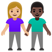👩🏼‍🤝‍👨🏿 Emoji Homem E Mulher De Mãos Dadas: Pele Morena Clara E Pele Escura na Google 15.0.