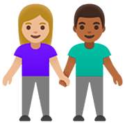 Emoji 👩🏼‍🤝‍👨🏾 Uomo E Donna Che Si Tengono Per Mano: Carnagione Abbastanza Chiara E Carnagione Abbastanza Scura su Google 15.0.