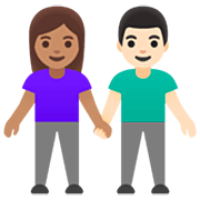 Mann und Frau halten Hände: mittlere Hautfarbe, helle Hautfarbe Google 15.0.