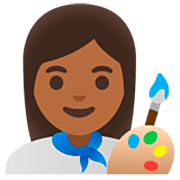Emoji 👩🏾‍🎨 Artista Donna: Carnagione Abbastanza Scura su Google 15.0.