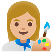 👩🏼‍🎨 Emoji Artista Plástica: Pele Morena Clara na Google 15.0.