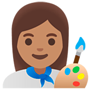 Emoji 👩🏽‍🎨 Artista Donna: Carnagione Olivastra su Google 15.0.