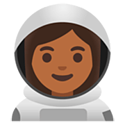👩🏾‍🚀 Emoji Astronauta Mujer: Tono De Piel Oscuro Medio en Google 15.0.