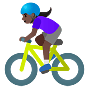 Emoji 🚴🏿‍♀️ Ciclista Donna: Carnagione Scura su Google 15.0.