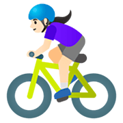 Emoji 🚴🏻‍♀️ Ciclista Donna: Carnagione Chiara su Google 15.0.