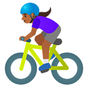 Émoji 🚴🏾‍♀️ Cycliste Femme : Peau Mate sur Google 15.0.