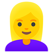 Émoji 👱‍♀️ Femme Blonde sur Google 15.0.