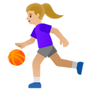 Émoji ⛹🏼‍♀️ Femme Avec Ballon : Peau Moyennement Claire sur Google 15.0.