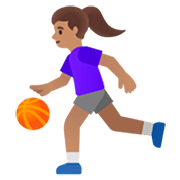 ⛹🏽‍♀️ Emoji Mujer Botando Un Balón: Tono De Piel Medio en Google 15.0.