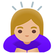 🙇🏼‍♀️ Emoji Mujer Haciendo Una Reverencia: Tono De Piel Claro Medio en Google 15.0.