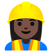 👷🏿‍♀️ Emoji Pedreira: Pele Escura na Google 15.0.