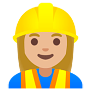 👷🏼‍♀️ Emoji Bauarbeiterin: mittelhelle Hautfarbe Google 15.0.