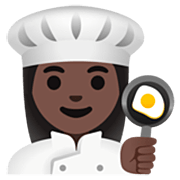 Émoji 👩🏿‍🍳 Cuisinière : Peau Foncée sur Google 15.0.
