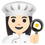 Émoji 👩🏻‍🍳 Cuisinière : Peau Claire sur Google 15.0.