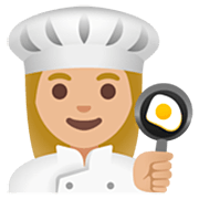 👩🏼‍🍳 Emoji Cocinera: Tono De Piel Claro Medio en Google 15.0.