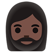 Emoji 🧔🏿‍♀️ Uomo Con La Barba Carnagione Scura su Google 15.0.