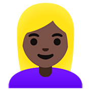 👱🏿‍♀️ Emoji Mulher: Pele Escura E Cabelo Loiro na Google 15.0.