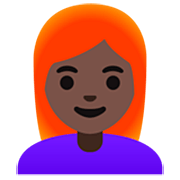 👩🏿‍🦰 Emoji Mujer: Tono De Piel Oscuro Y Pelo Pelirrojo en Google 15.0.