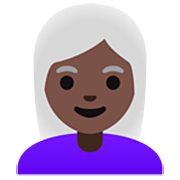 Emoji 👩🏿‍🦳 Donna: Carnagione Scura E Capelli Bianchi su Google 15.0.