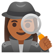 🕵🏾‍♀️ Emoji Detetive Mulher: Pele Morena Escura na Google 15.0.