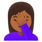 Emoji 🤦🏾‍♀️ Donna Esasperata: Carnagione Abbastanza Scura su Google 15.0.
