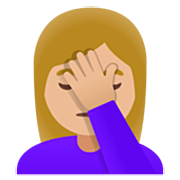 🤦🏼‍♀️ Emoji sich an den Kopf fassende Frau: mittelhelle Hautfarbe Google 15.0.
