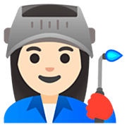 Emoji 👩🏻‍🏭 Operaia: Carnagione Chiara su Google 15.0.