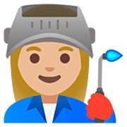 👩🏼‍🏭 Emoji Operaria: Tono De Piel Claro Medio en Google 15.0.