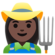 👩🏿‍🌾 Emoji Bäuerin: dunkle Hautfarbe Google 15.0.