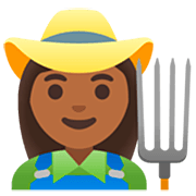 👩🏾‍🌾 Emoji Agricultora: Tono De Piel Oscuro Medio en Google 15.0.