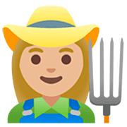👩🏼‍🌾 Emoji Bäuerin: mittelhelle Hautfarbe Google 15.0.