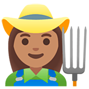 Emoji 👩🏽‍🌾 Contadina: Carnagione Olivastra su Google 15.0.