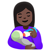 Émoji 👩🏿‍🍼 Femme Allaitant Un Bébé : Peau Foncée sur Google 15.0.