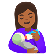👩🏾‍🍼 Emoji stillende Frau: mitteldunkle Hautfarbe Google 15.0.