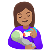 Emoji 👩🏽‍🍼 Donna Che Allatta: Carnagione Olivastra su Google 15.0.