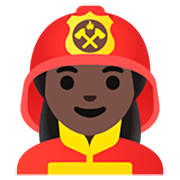 Emoji 👩🏿‍🚒 Pompiere Donna: Carnagione Scura su Google 15.0.