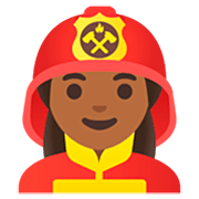 👩🏾‍🚒 Emoji Bombeira: Pele Morena Escura na Google 15.0.