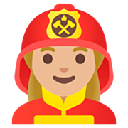 👩🏼‍🚒 Emoji Bombeira: Pele Morena Clara na Google 15.0.