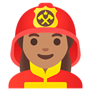 Émoji 👩🏽‍🚒 Pompier Femme : Peau Légèrement Mate sur Google 15.0.