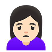 🙍🏻‍♀️ Emoji Mulher Franzindo A Sobrancelha: Pele Clara na Google 15.0.