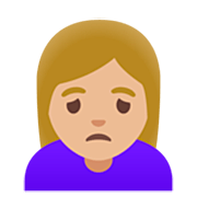 Emoji 🙍🏼‍♀️ Donna Corrucciata: Carnagione Abbastanza Chiara su Google 15.0.