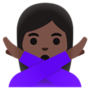 🙅🏿‍♀️ Emoji Mulher Fazendo Gesto De «não»: Pele Escura na Google 15.0.