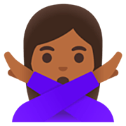 Emoji 🙅🏾‍♀️ Donna Con Gesto Di Rifiuto: Carnagione Abbastanza Scura su Google 15.0.
