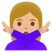 🙅🏼‍♀️ Emoji Mujer Haciendo El Gesto De «no»: Tono De Piel Claro Medio en Google 15.0.