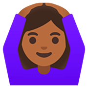 Frau mit Händen auf dem Kopf: mitteldunkle Hautfarbe Google 15.0.